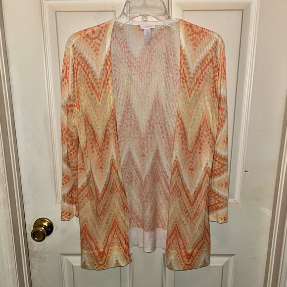CHICO’S Women’s Zigzag Print Lightweight Sweater Jacket. Sz Chico’s 1. - Picture 1 of 3